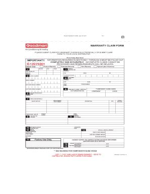 Goodman Warranty Claim Form - Fill Out and Sign Printable PDF Template ...