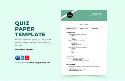 Image result for Question Paper Template
