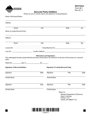 Fillable Online revenue mt Form M-1 - Montana Department of Revenue ...