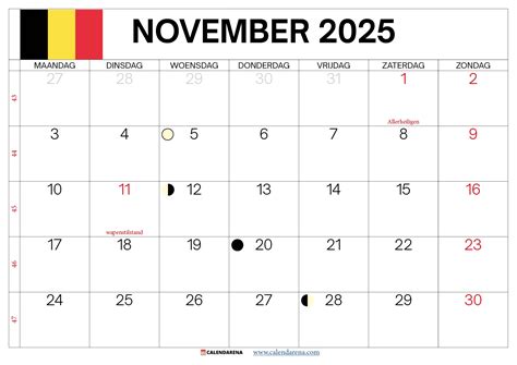 Kalender November 2025 België