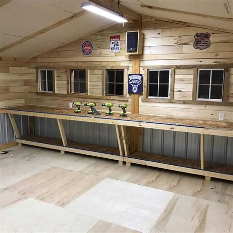 wall mounted work bench ideas resurrectedcarpentry Garage Workbench Plans, Building A Workbench ...