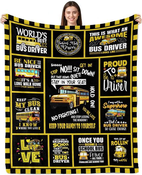 Bus Driver Gifts for Women Men, School Bus Driver Gifts Blanket 50"X60", Bus Driver Appreciation ...