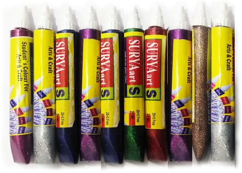 Ziggle Glitter Glue Set of 10 Big Bottles, 25ML for Art and Craft ...