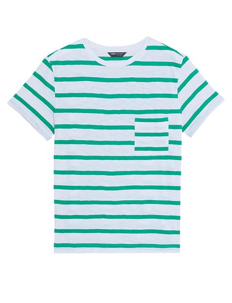 Buy Pure Cotton Striped Pocket T-Shirt at Marks & Spencer