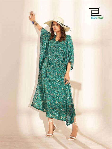 BLUE HILLS KAFTAN VOL 2.0 FRENCH CREPE PRINTED FANCY WEAR LADIES ...