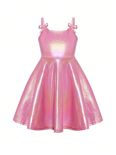 SHEIN Young Girl Pink Cool And Metal Laser Color Waterproof Stretch ...