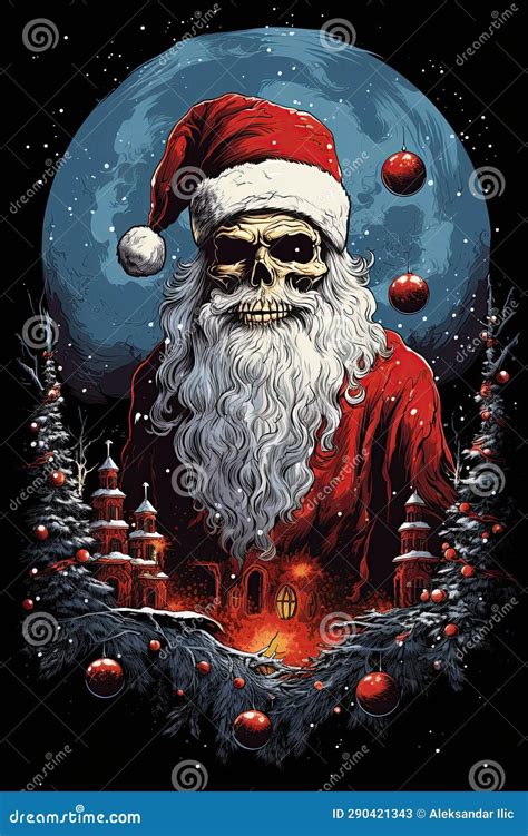 Evil Santa Claus Monster Skeleton. Poster, T Shirt Design. Generative ...