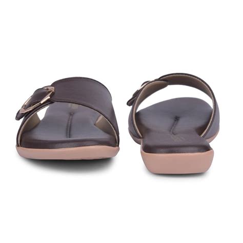 Buy Senorita Formal Dark Brown Flat Slippers For Women MK-238E By Liberty