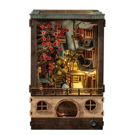 J;iufen O;ld S;tr;eet Handm;ade Book Nook Painting Bookshelf With Light ...