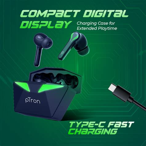 pTron Basspods Quest TWS Earbuds (Blue) - pTron India