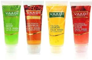 VAADI HERBALS Neem, Saffron, Strawberry Scrub, Honey Lemon, Mix (60g x ...