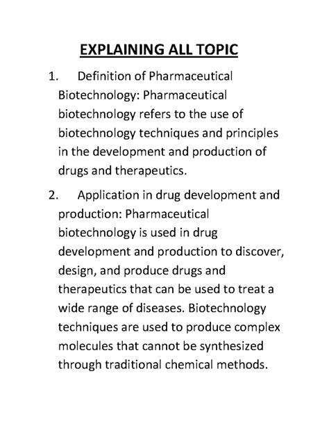 Pharmaceutical Biotechnology 2 - EXPLAINING ALL TOPIC Definition of ...