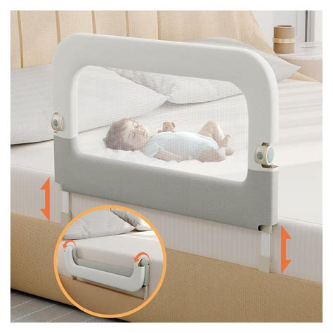 Bed Guard Rail for Toddlers - 32inch Folding up & Adjustable Heights ...