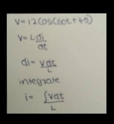 AC voltage v=12sin(60t+45°) is applied to 0.1H inductor. Find the ...