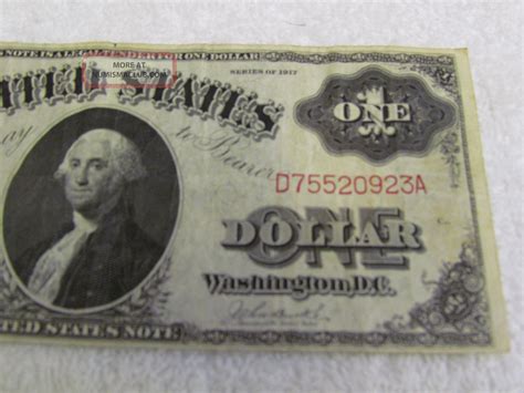 1917 Us Oversize $1 One Dollar Note Bill George Washington No Pin Hole