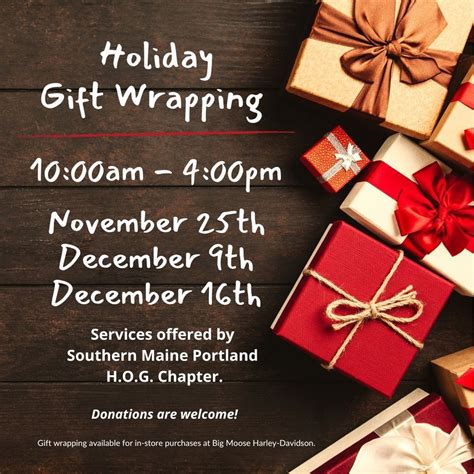 Holiday Gift Wrapping , Big Moose Harley-Davidson, Gorham, December 16 ...