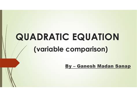 QUADRATIC EQUATION (MATH 101) - Practice Material and Solutions - Studocu