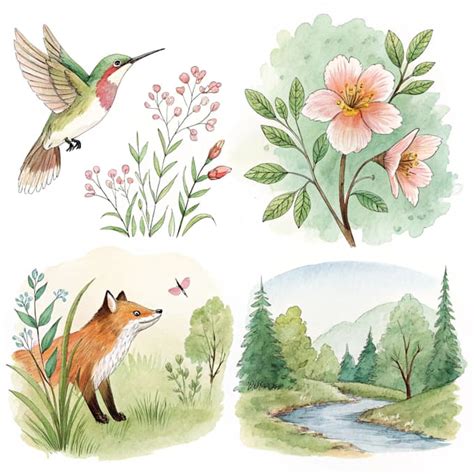 Draw watercolor illustrations of