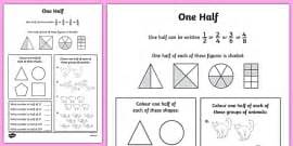 Halves and Quarters Fractions Worksheets - Maths - Twinkl