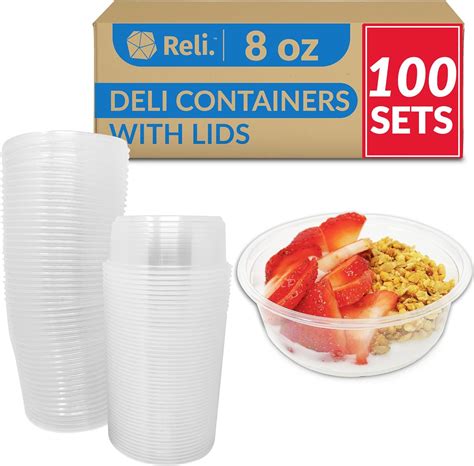 Amazon.com: Reli. Deli Containers with Lids (100 Sets Bulk), 8 oz ...