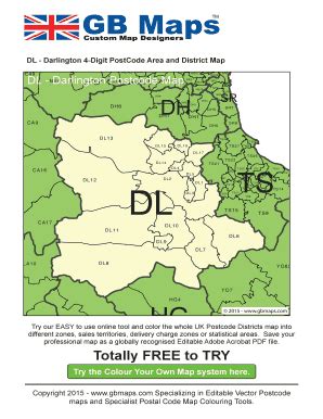 Darlington Postcode Map - Fill Online, Printable, Fillable, Blank ...