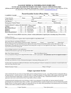 Fillable Online MED FORM CAMPER 2022 Fax Email Print - pdfFiller