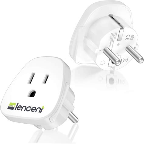 LENCENT 2 Pack,Germany France Travel Power Adapter, Schuko European ...