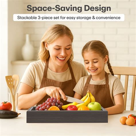 Serving Trays Wooden Black Abstract - Set of 3 – Rioware