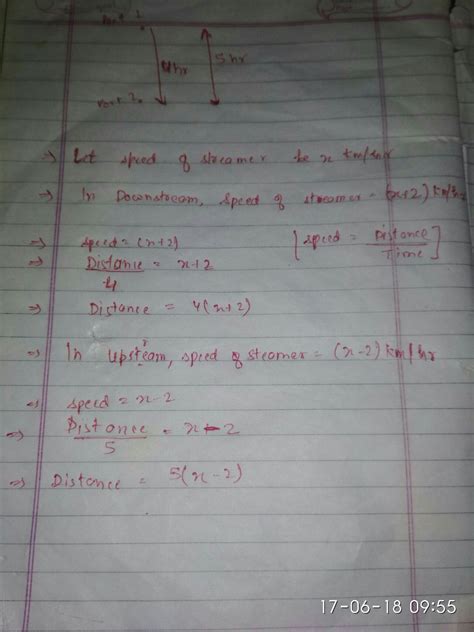 its 13 POINT QUESTION a streamer goes downstream and cover the distance ...