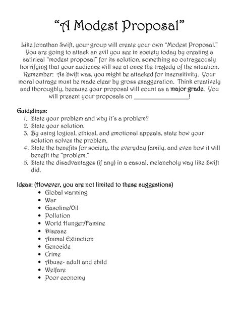 Image result for Modest Proposal Examples