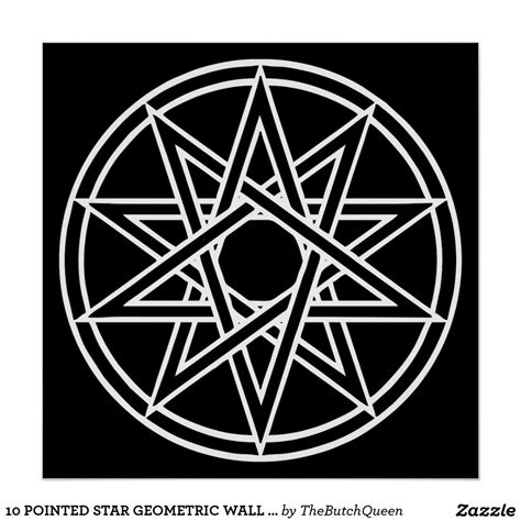 10 POINTED STAR GEOMETRIC WALL PRINT. POSTER | Zazzle | Geometric star ...
