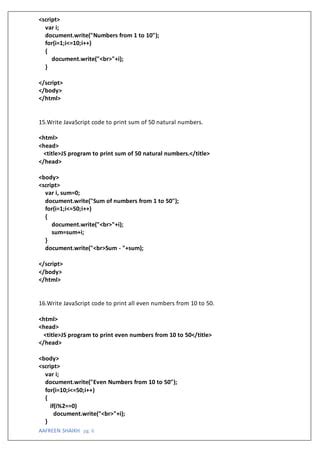 Image result for Write a JavaScript Program to Display 1 to 10 Numbers