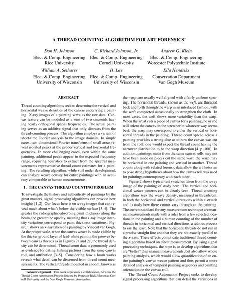 Image result for Thread Count Definition Forensics