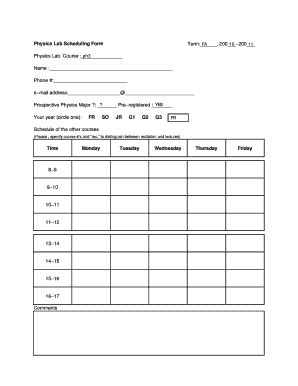 Fillable Online ligo caltech Physics Lab Scheduling Form Term 200 200 ...
