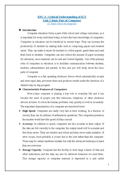 Unit-2(2.1,2.2,2 - Computer - EPC-3 : Critical Understanding of ICT ...