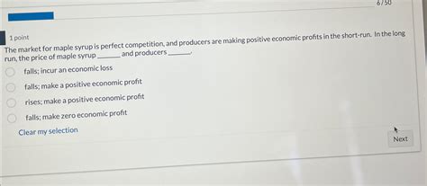 (Solved) - 6501 The market for maple syrup is perfect competition, and ...