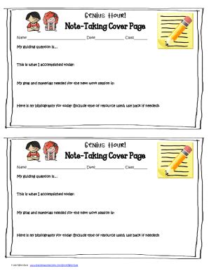 Fillable Online Note-taking Cover Page Template Fax Email Print - pdfFiller