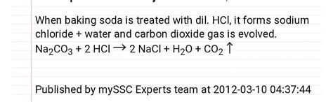 what happen when dilute Hcl is added to baking soda - Brainly.in