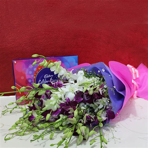 Send Orchids Bouquet with Cadbury Celebrations Online - PR17026GAL17 ...