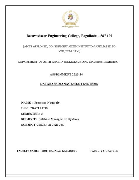 DBMS - It's ML notes - Data structure and application - Basaveshwar ...