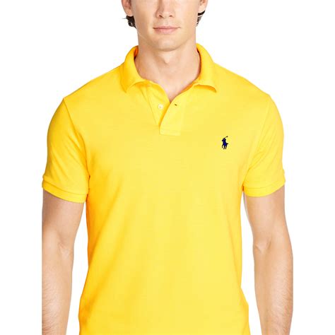 Lyst - Polo Ralph Lauren Slim-fit Mesh Polo Shirt in Yellow for Men