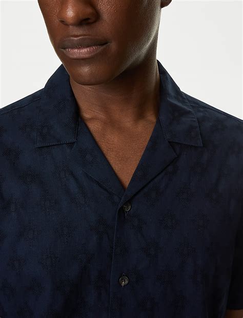 Buy Pure Cotton Textured Cuban Collar Shirt at Marks & Spencer