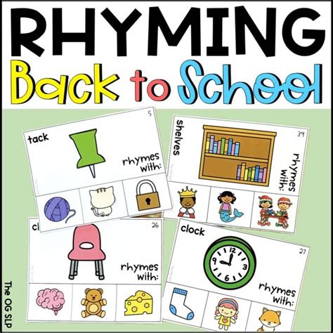 Back to School Rhyming Words Task Cards - Beginning of the Year Rhyming ...