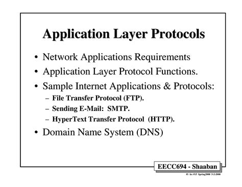 Application Layer - • Sample Internet Applications & Protocols:Sample ...