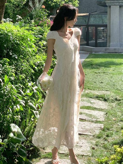 DAZY Women's Elegant Lace Puff Sleeve Dress, Suitable For Spring And ...