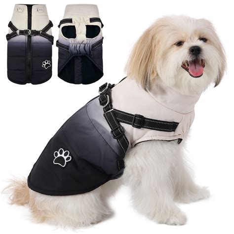 Dog Winter Coat, Pet Warm Jacket with Reflective Adjustable Harness ...