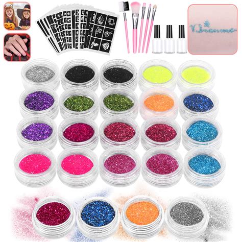 Glitter Tattoos Kit, Kastiny 24 Colors Temporary Tattoo for Kids ...