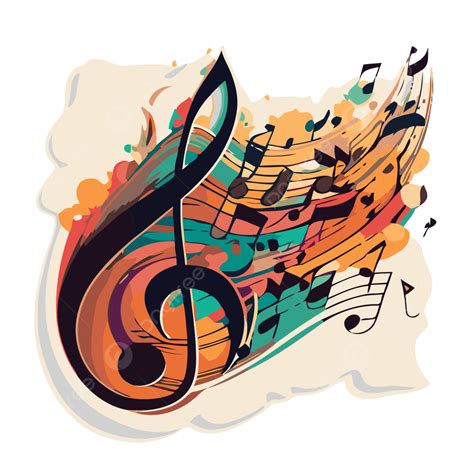 Colorful Musical Note On A Paper Vector Clipart, Music Staff, Music ...