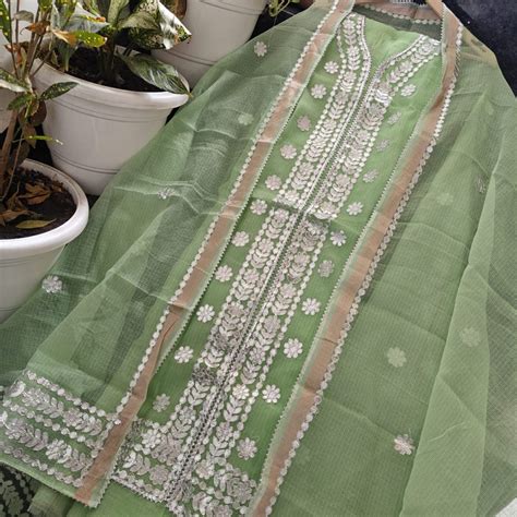 Pure kota Doriya Hand Gotta Patti Work Unstitched Suit . – fab-persona