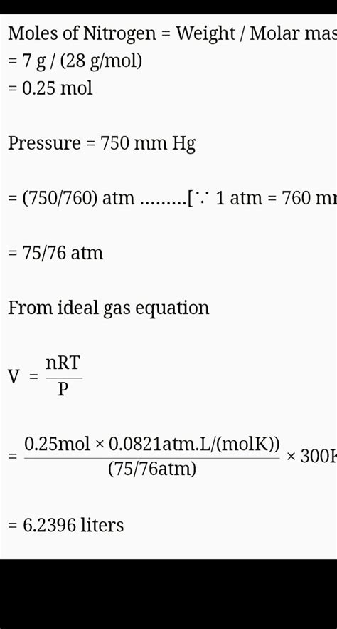 calculate the volume occupied by 7 kg of nitrogen gas at 27 degree ...